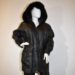 BB Dakota Black Leather Winter Coat Size M…